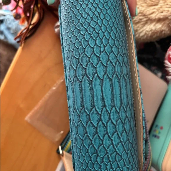 Consuela Turquoise Crossbody Bag with Multicolor Strap - Picture 4 of 6